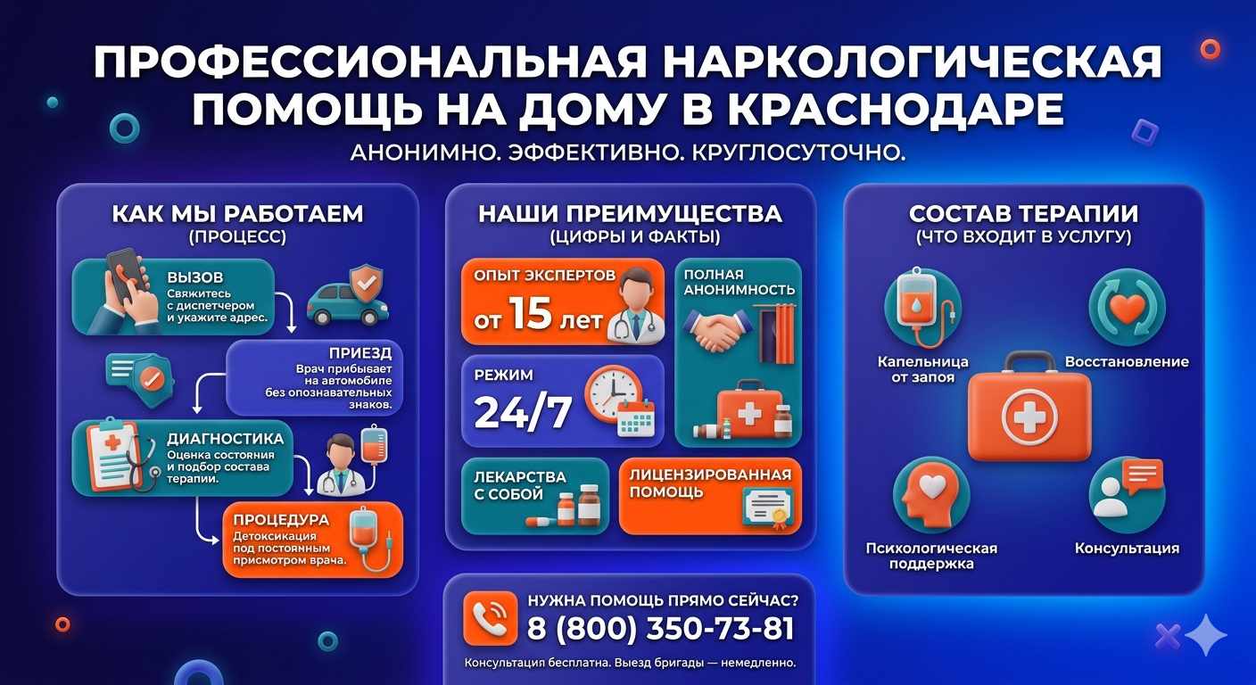 Инфографика о принципах лечения алкоголизма на дому в Богучанах: этапы вызова нарколога, преимущества анонимной детоксикации и состав медицинской помощи.